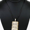 Brush & Rhinestone Overlap Raised Rectangle Necklace