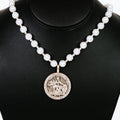Rhinestone Trim Coin Pendant Pearl Necklace Set - Glitz & Ears Boutique