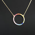 Rainbow Open Rhinestone Circle Necklace