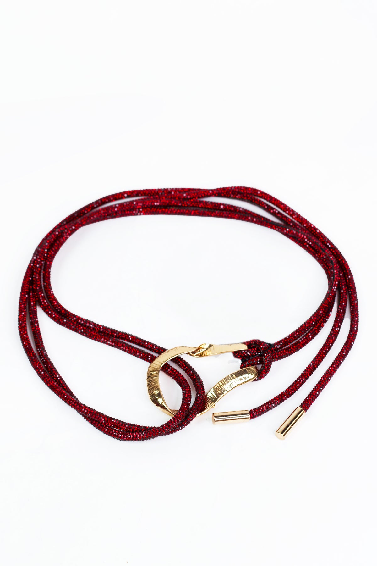 Rhinestone Rope Belt w/ Textured Metal Buckle