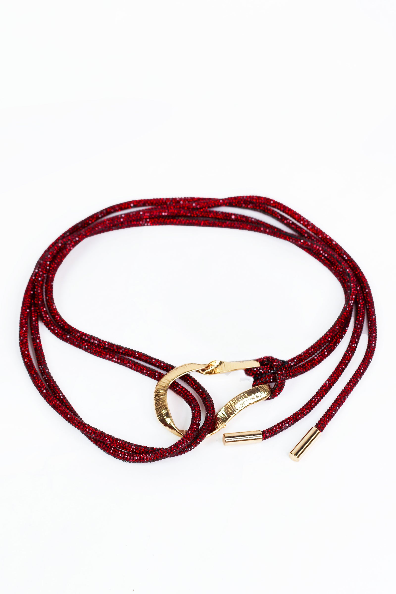 Rhinestone Rope Belt w/ Textured Metal Buckle