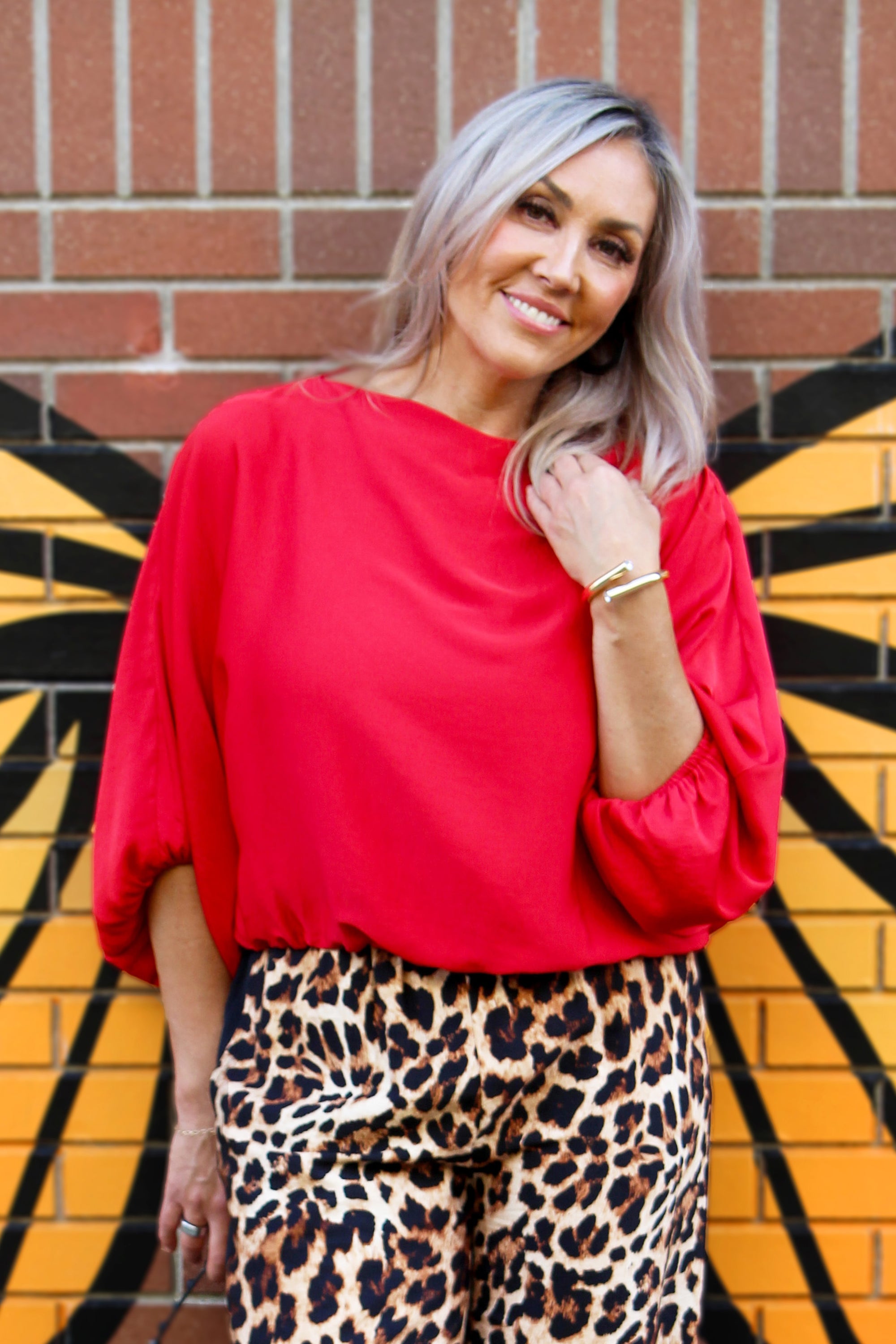 Boat Neck Balloon Sleeve Top