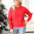 Bow & Rhinestone Accent Sweater