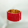 All Rhinestone Thick Metal Cuff Bracelet