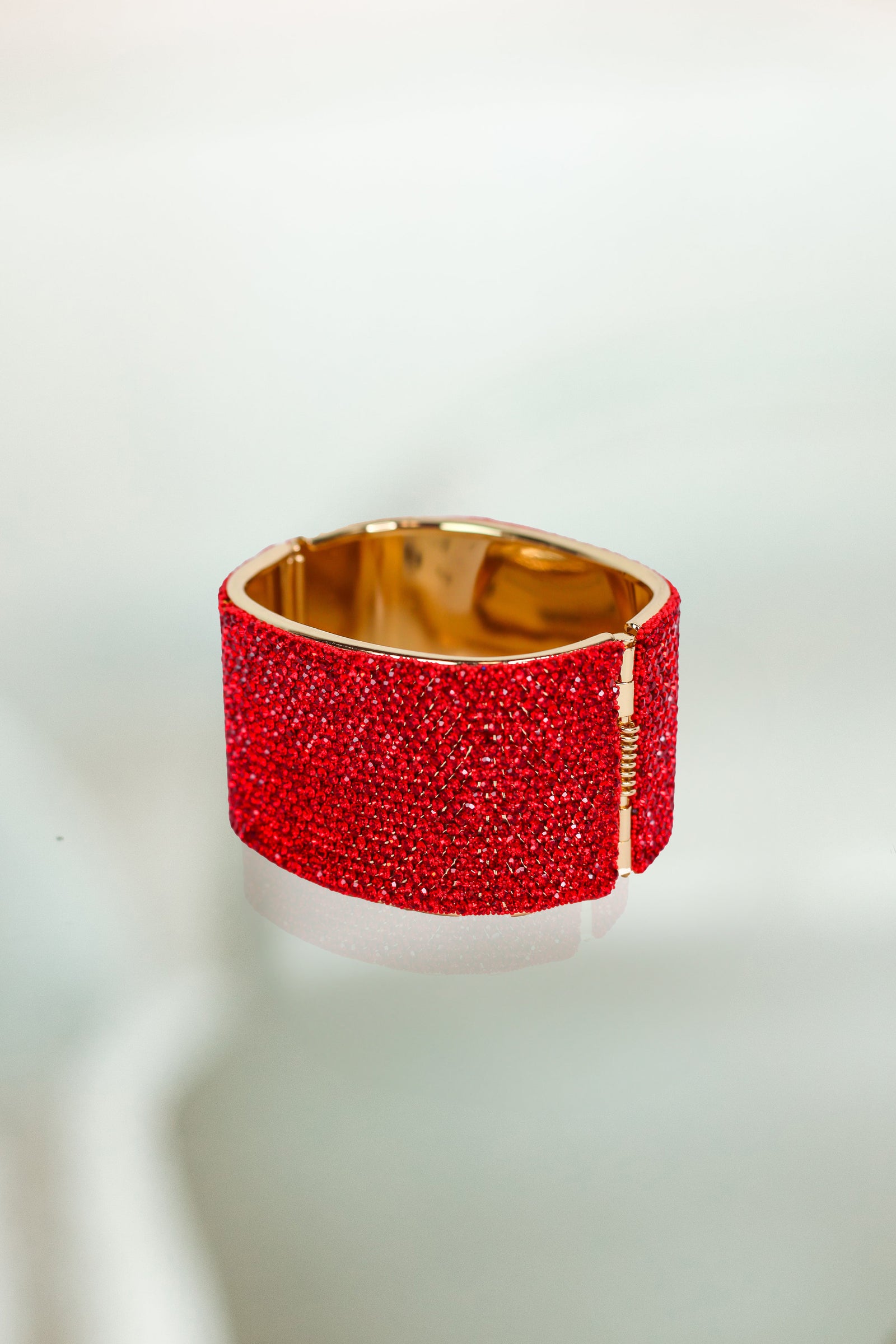 All Rhinestone Thick Metal Cuff Bracelet