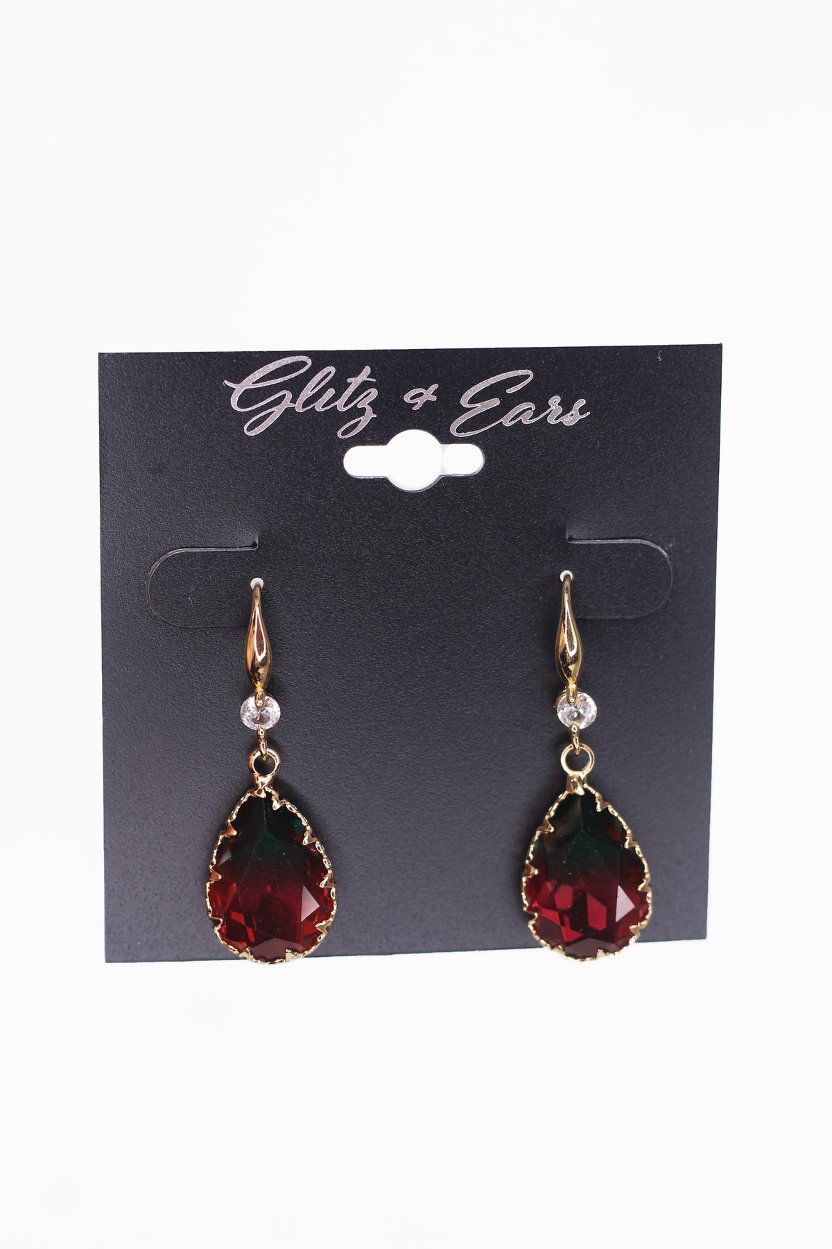 Rhinestone & Two Tone Teardrop Earrings