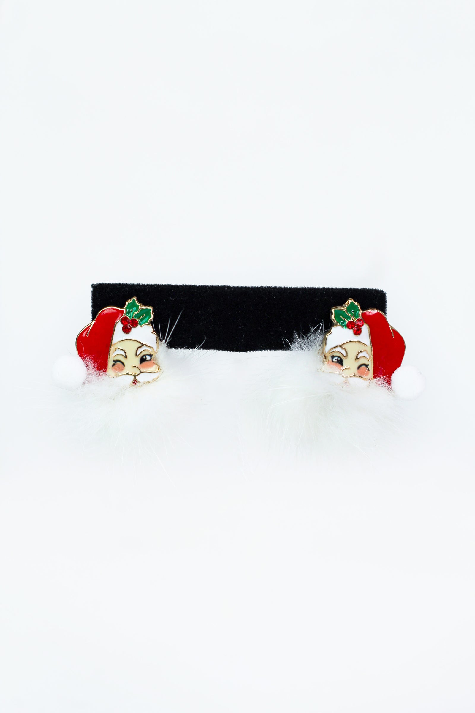 Winking Santa Earrings w/ Rhinestone Accent