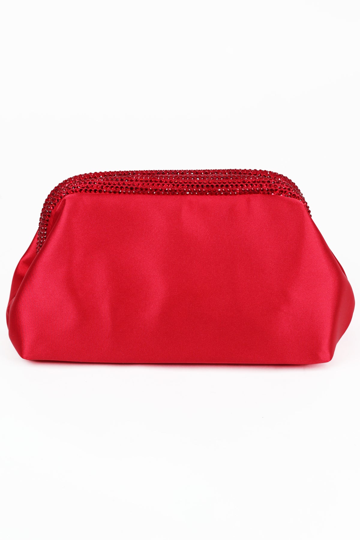 Satin Clutch W/ Rhinestone Edging