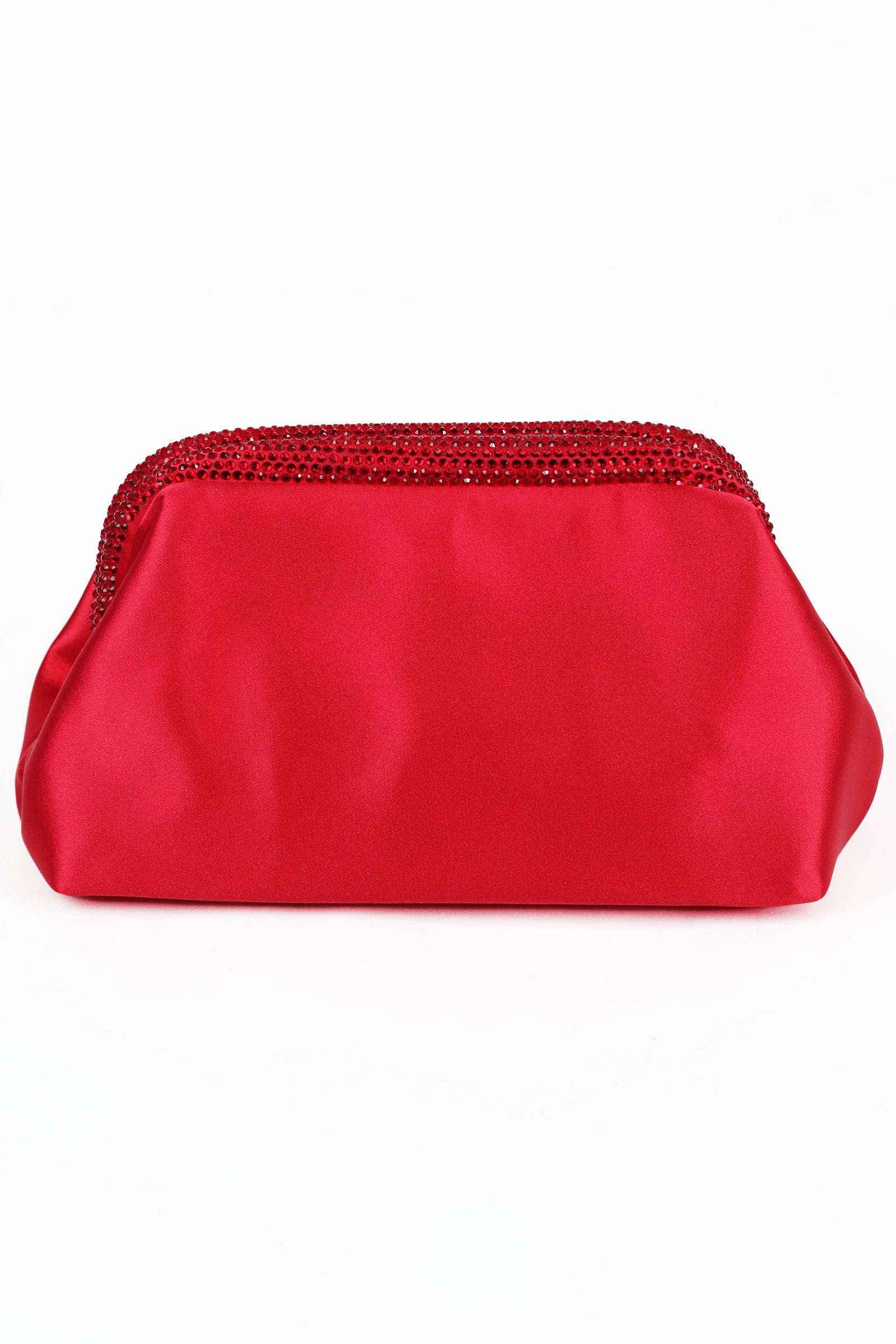 Satin Clutch W/ Rhinestone Edging