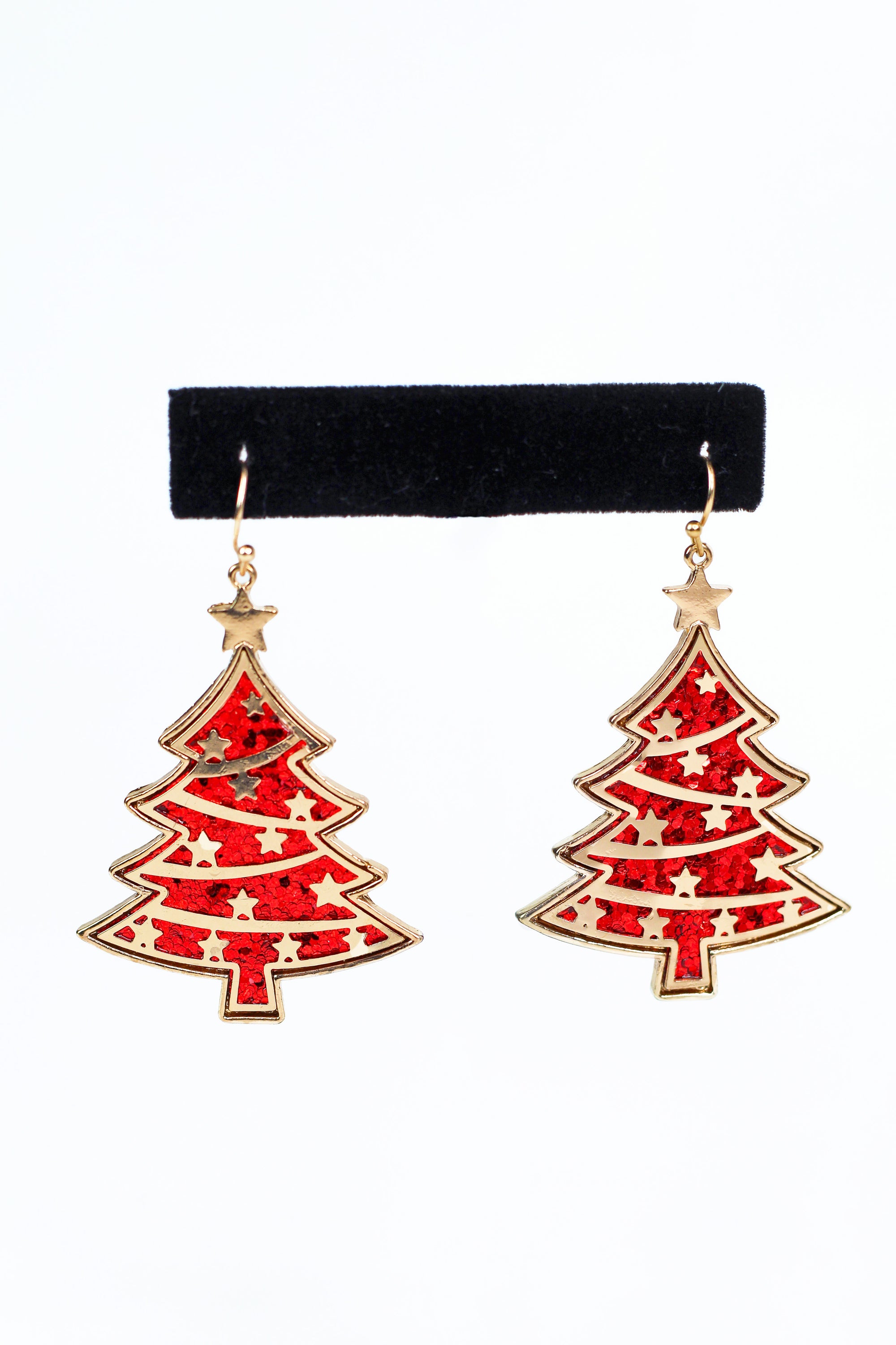 Metal & Glitter Christmas Tree Earrings