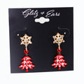 Pearl Christmas Tree & Rhinestone Snowflake Earrings