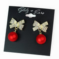 Rhinestone Bow & Ornament Earrings