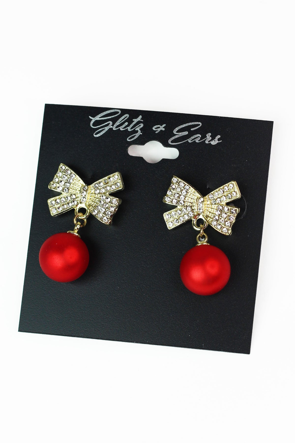 Rhinestone Bow & Ornament Earrings