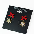 Bow & Rhinestone Snowflake Earrings