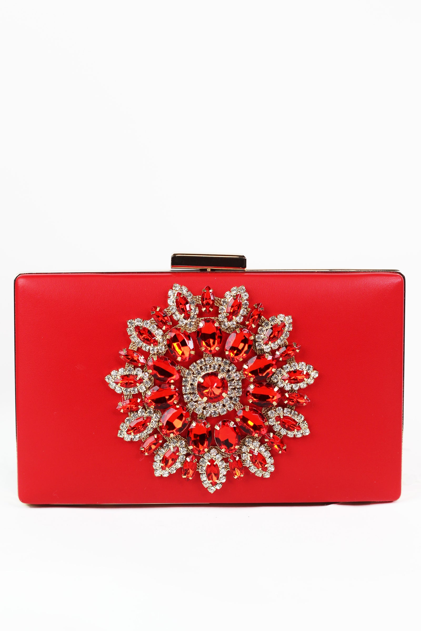 Faux Leather Clutch w/ Chunky Stone Circle Design