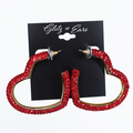 Large Rhinestone Open Heart Earrings