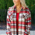 Color Block Long Sleeve Button Down Plaid Shacket