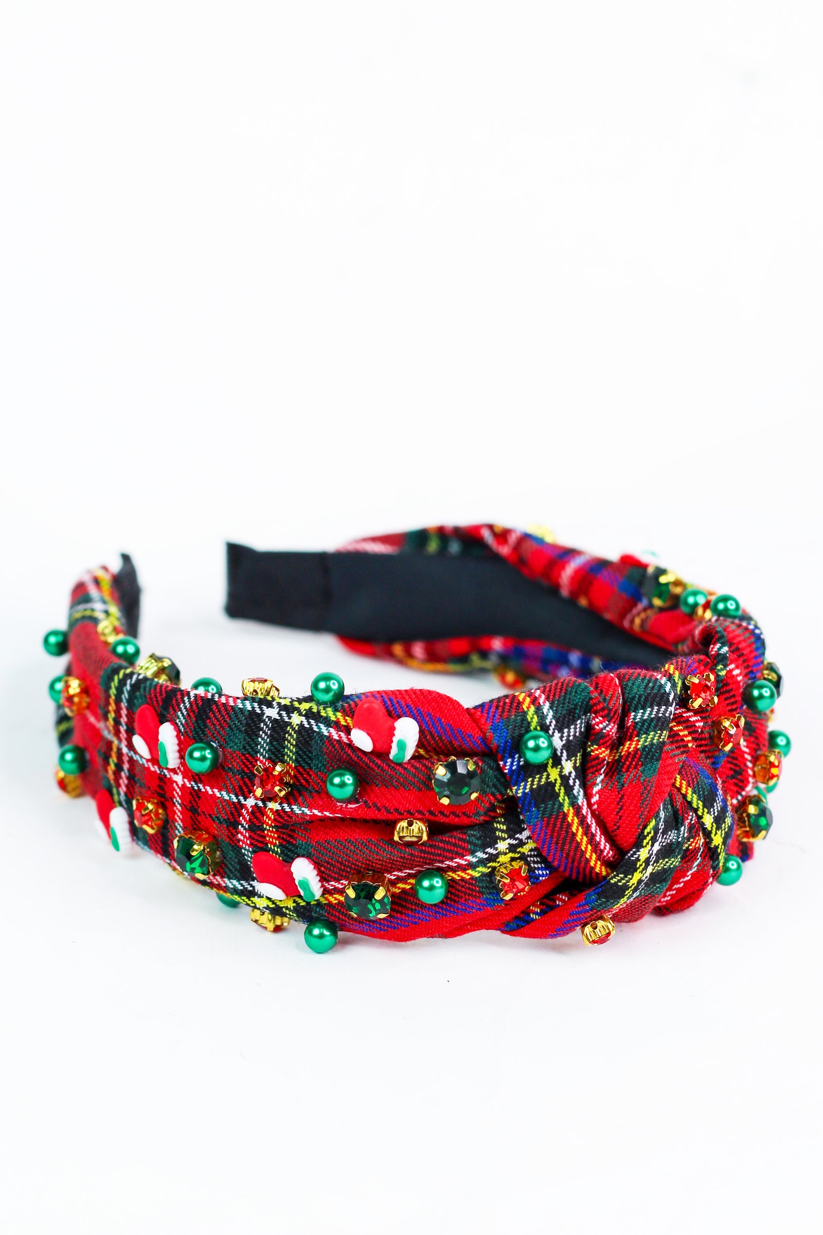 Thick Plaid Christmas Embellished Headband