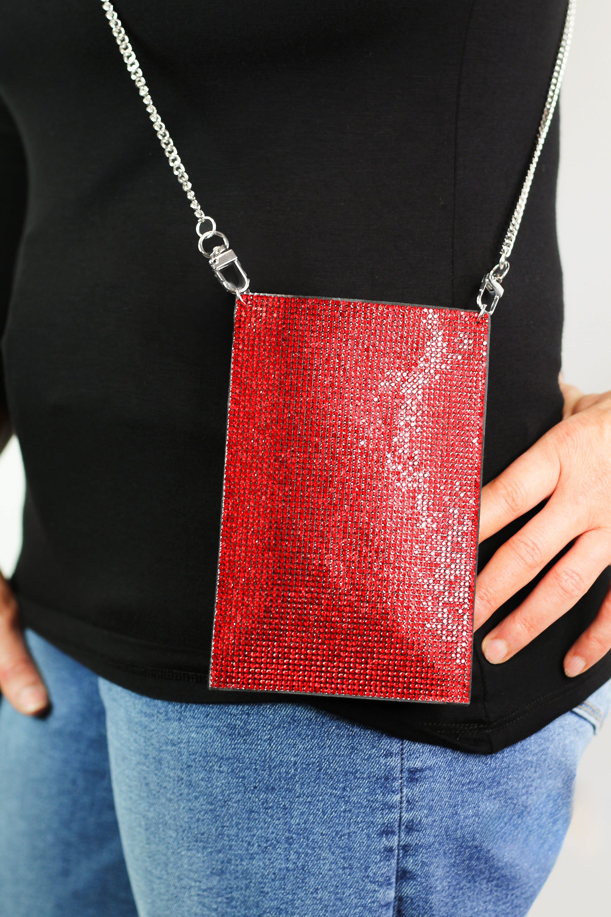 Rhinestone Front Crossbody Pouch