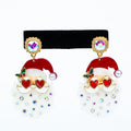 Santa w/ Heart Glasses & Stone Accent Epoxy Earrings