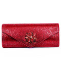 All Rhinestone Envelope Clutch w/ Baguette Starburst Emblem