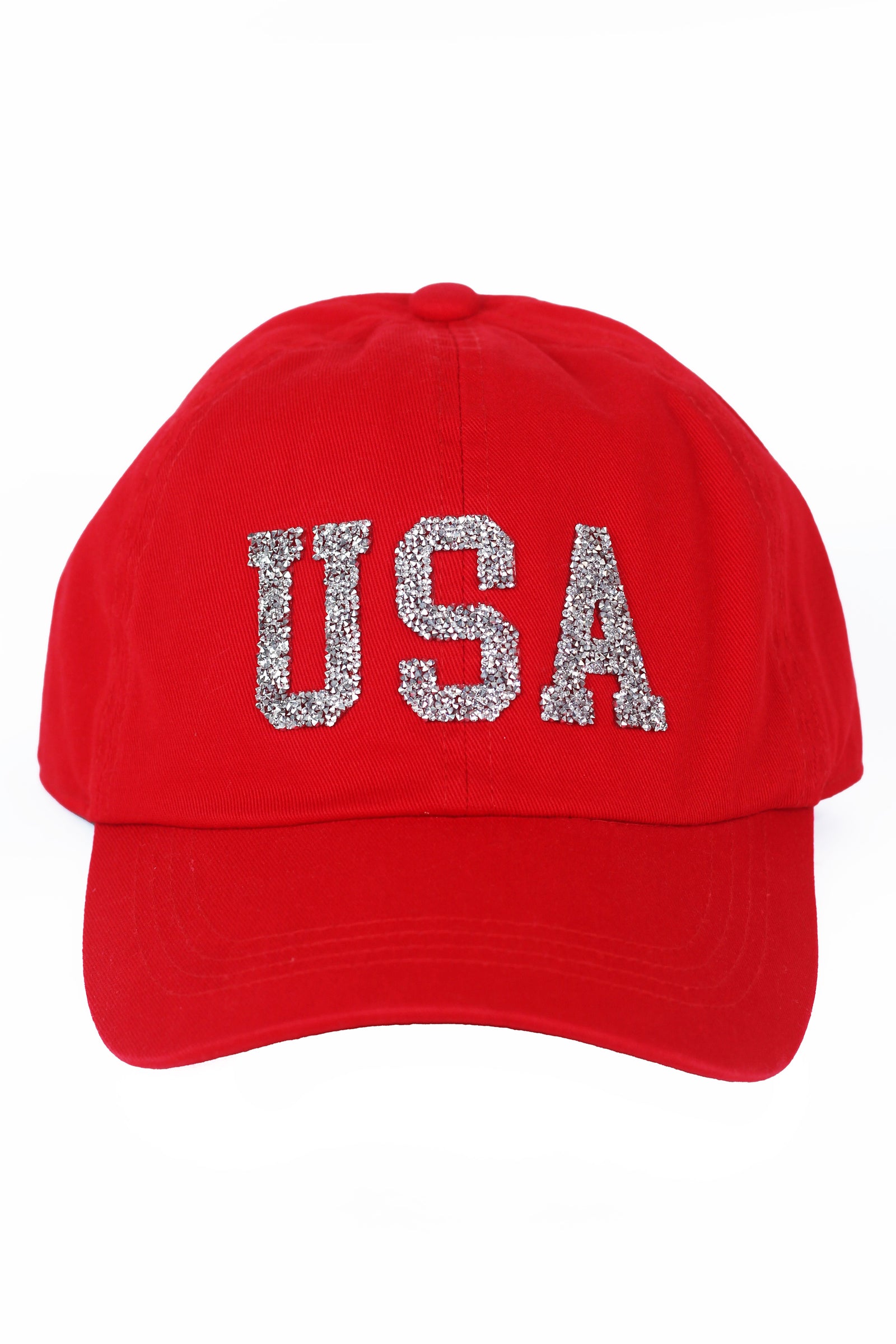 Solid Color USA Rhinestone Baseball Hat