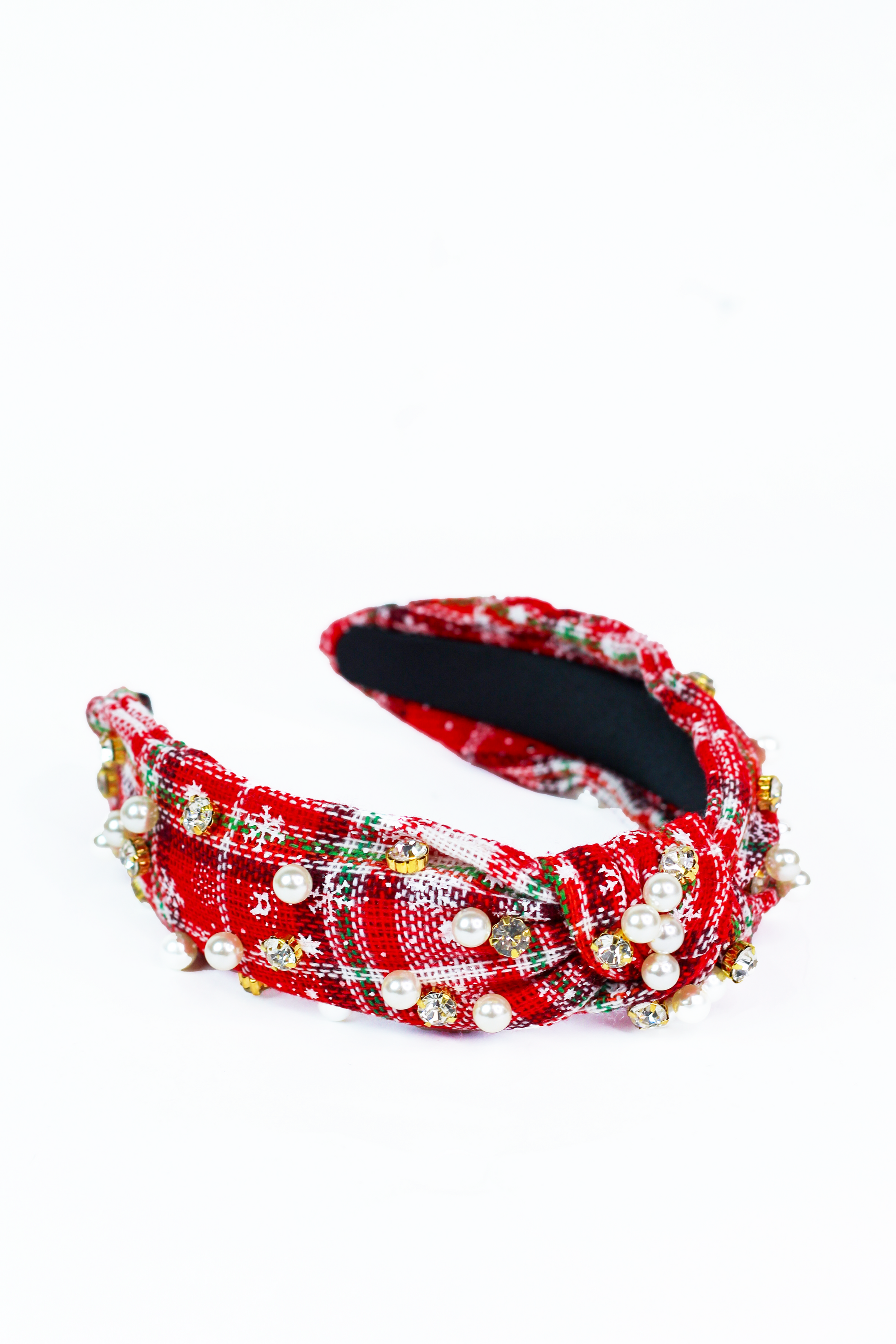 Pearl & Stone Snowflake Fabric Plaid Headband