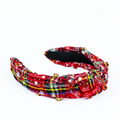 Scatter Stone & Snowflake Plaid Knot Fabric Headband