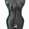 Rhinestone Reindeer Long Chain Necklace
