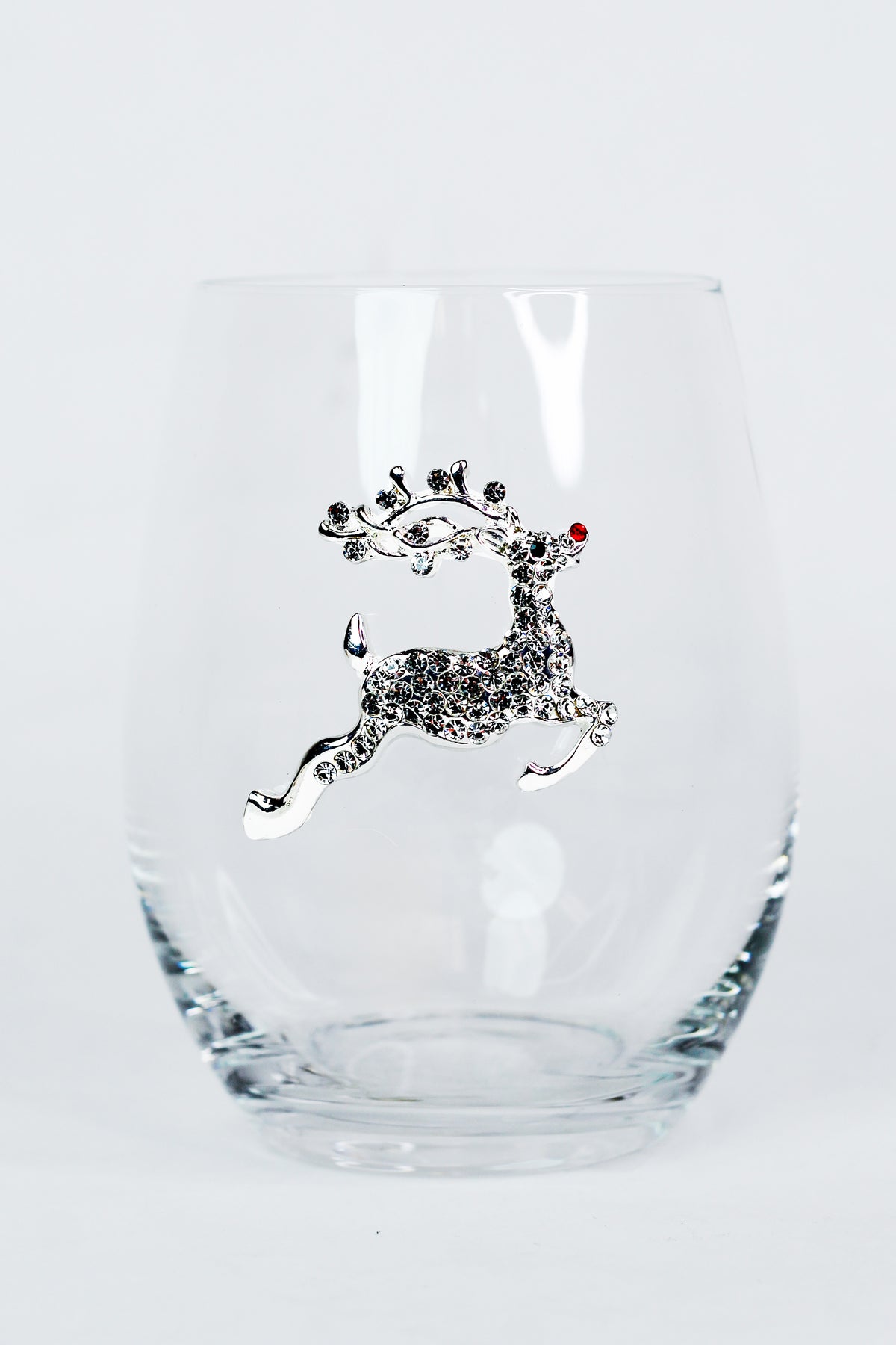 Rhinestone Reindeer Stemless Wine Glass