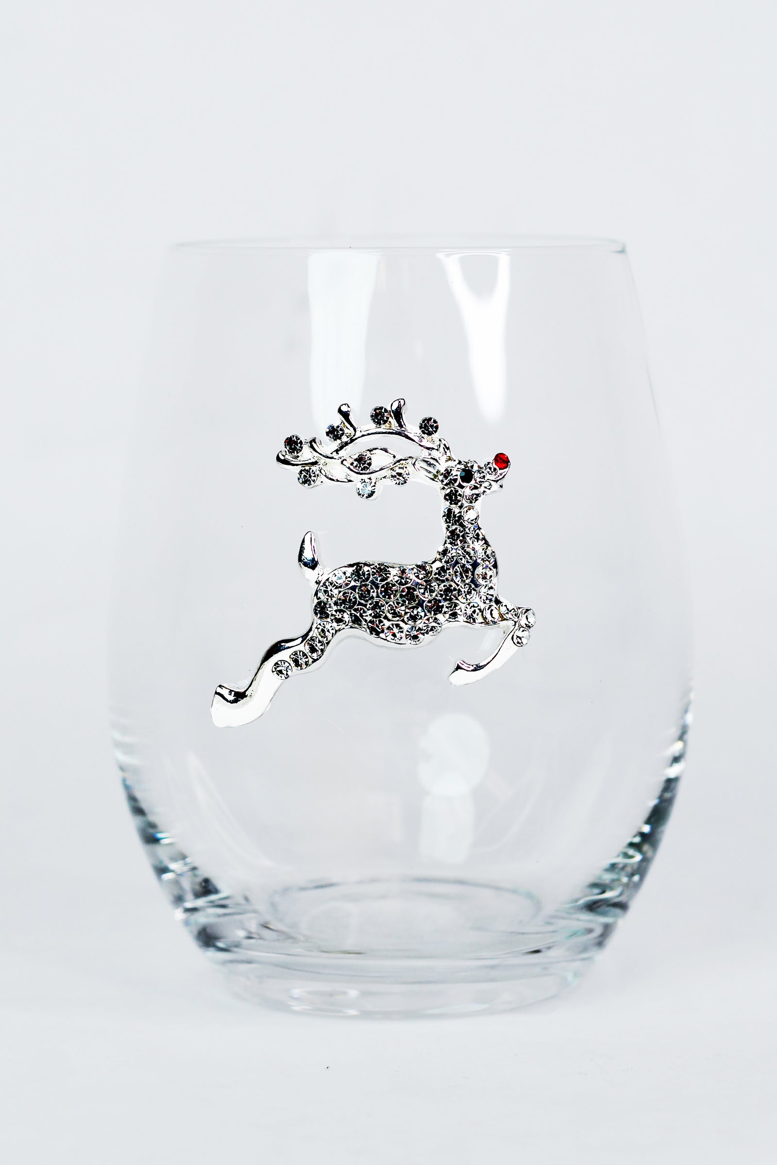Rhinestone Reindeer Stemless Wine Glass