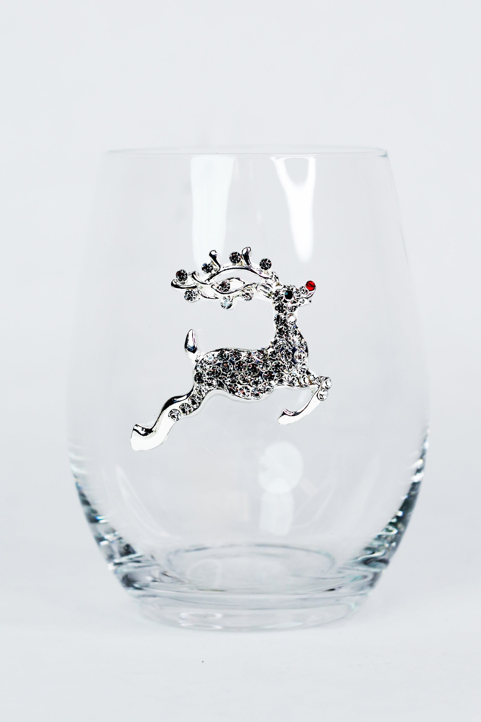 Rhinestone Reindeer Stemless Wine Glass