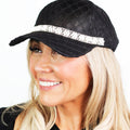 Pearl & Rhinestone Front Trim w/ Criss Cross Accent Baseball Hat
