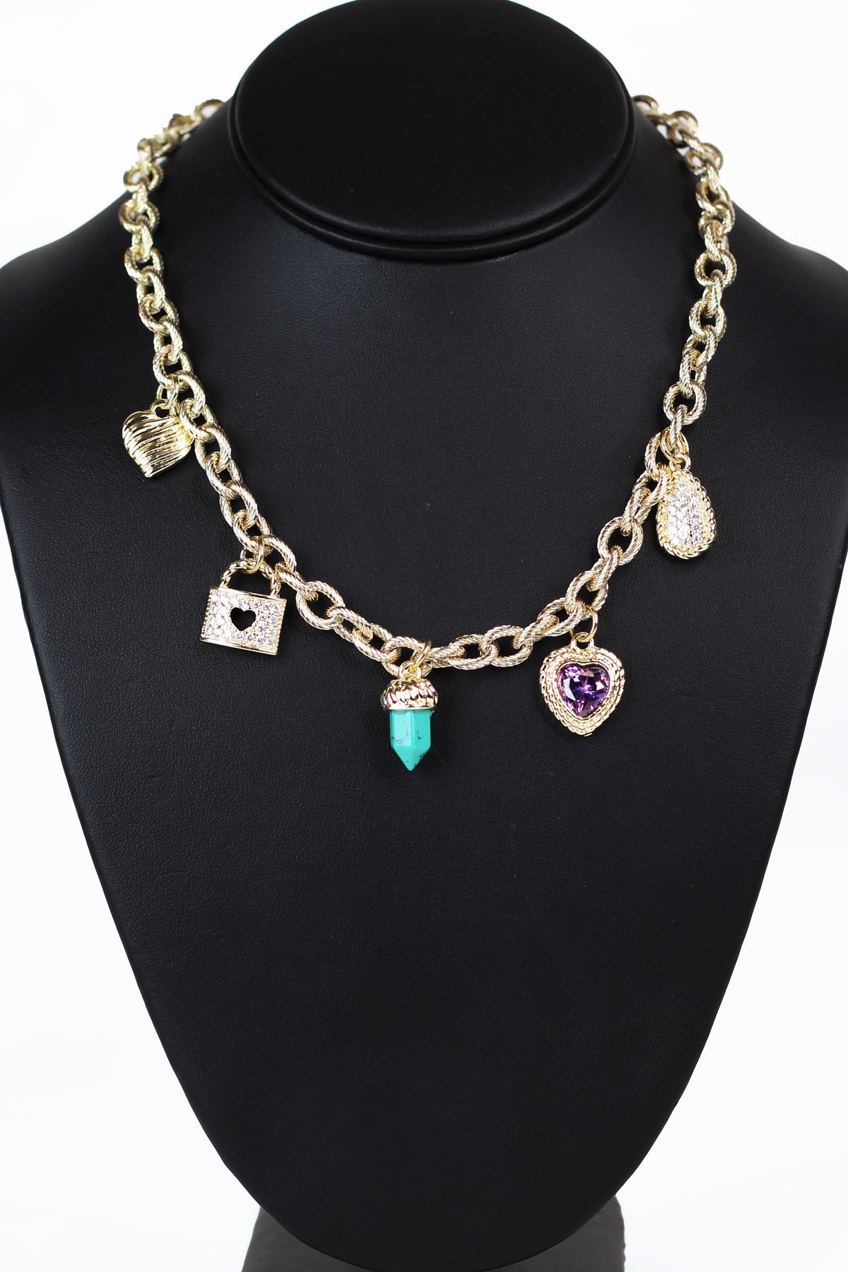 Rhinestone Accented Charm Necklace