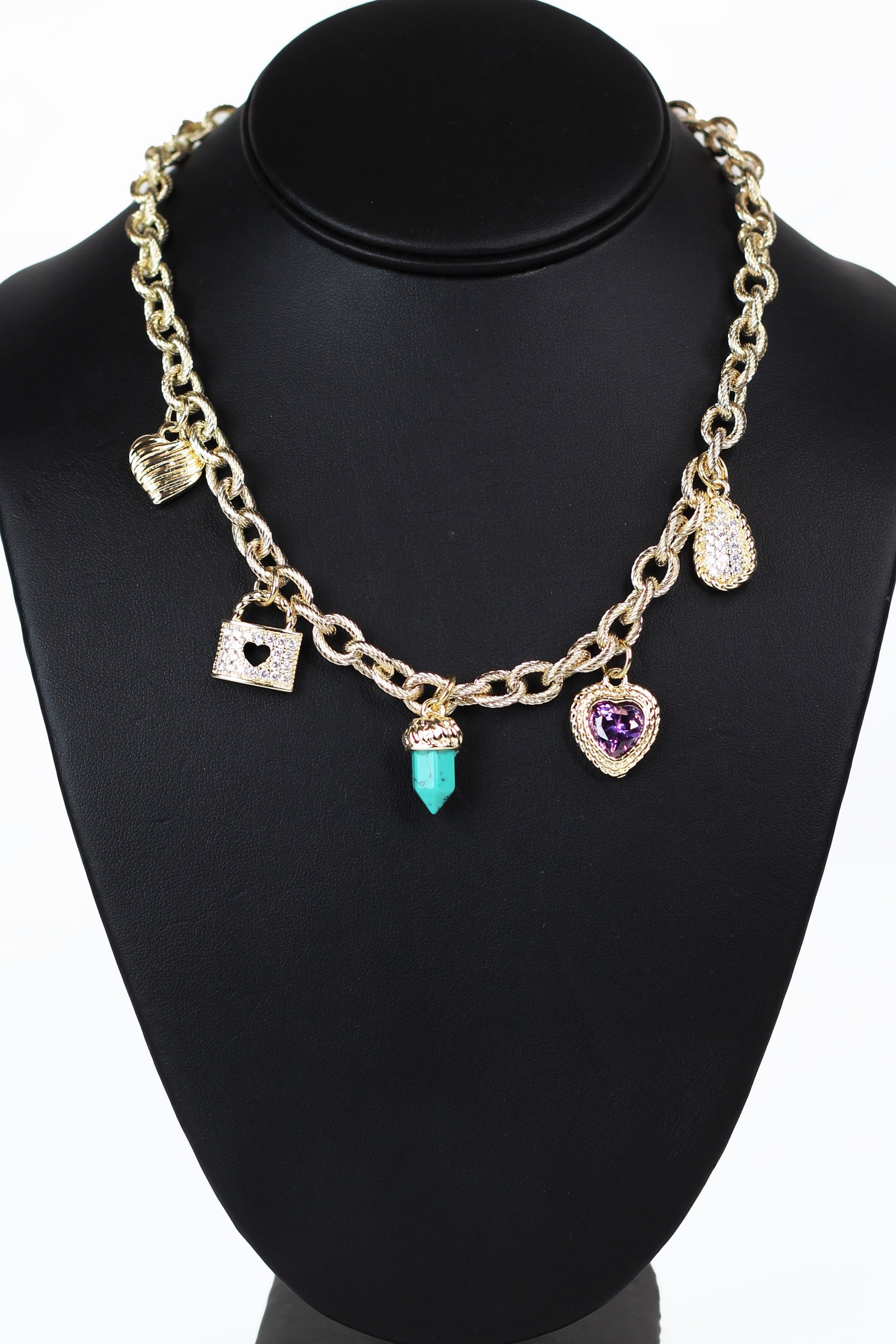 Rhinestone Accented Charm Necklace