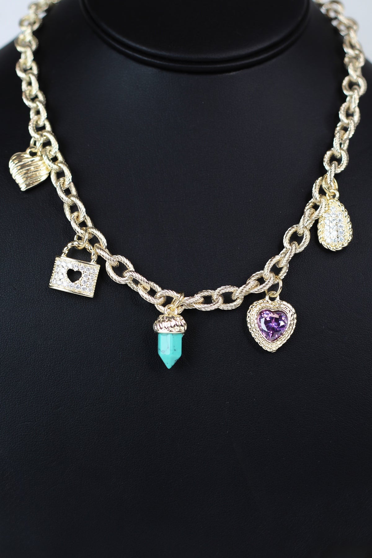 Rhinestone Accented Charm Necklace
