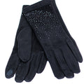 Rhinestone Embellished Faux Suede Gloves