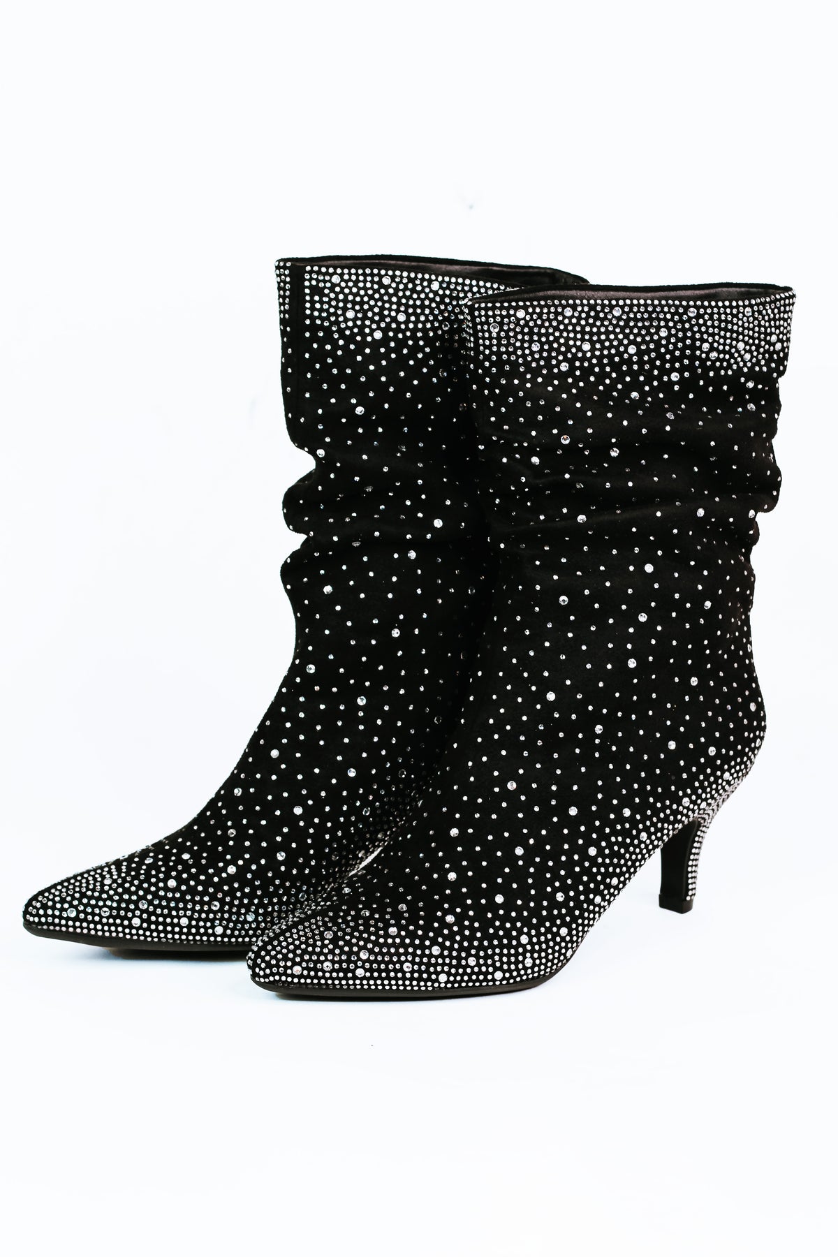 Pointed Toe Rhinestone Covered Boot w/ 3" Heel