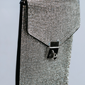 Rhinestone Front Rectangle Crossbody Pouch w/ Flap Closure