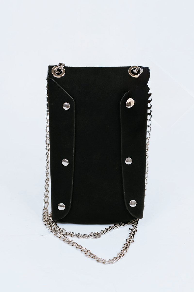 Rhinestone Front Rectangle Crossbody Pouch w/ Flap Closure