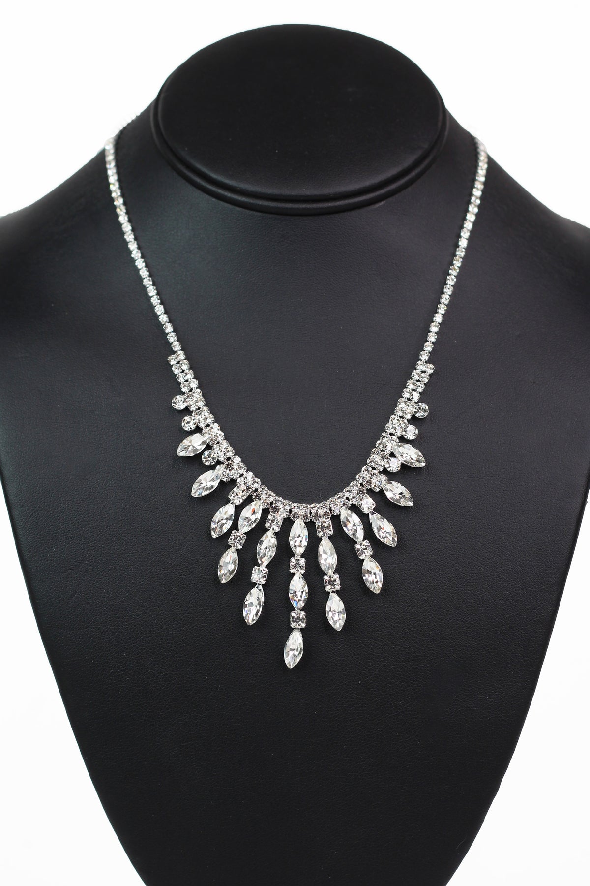 Rhinestone Scoop Almond &amp; Stone Strands Necklace - Glitz &amp; Ears Boutique