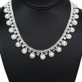 Rhinestone Scoop Small Teardrop with Pearl Necklace - Glitz & Ears Boutique