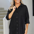 Rhinestone Covered Button Down Dress w/ 3/4 Tab & Clip Sleeves