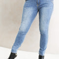 Pocket & Leg Trimmed Rhinestone Studded Skinny Jeans