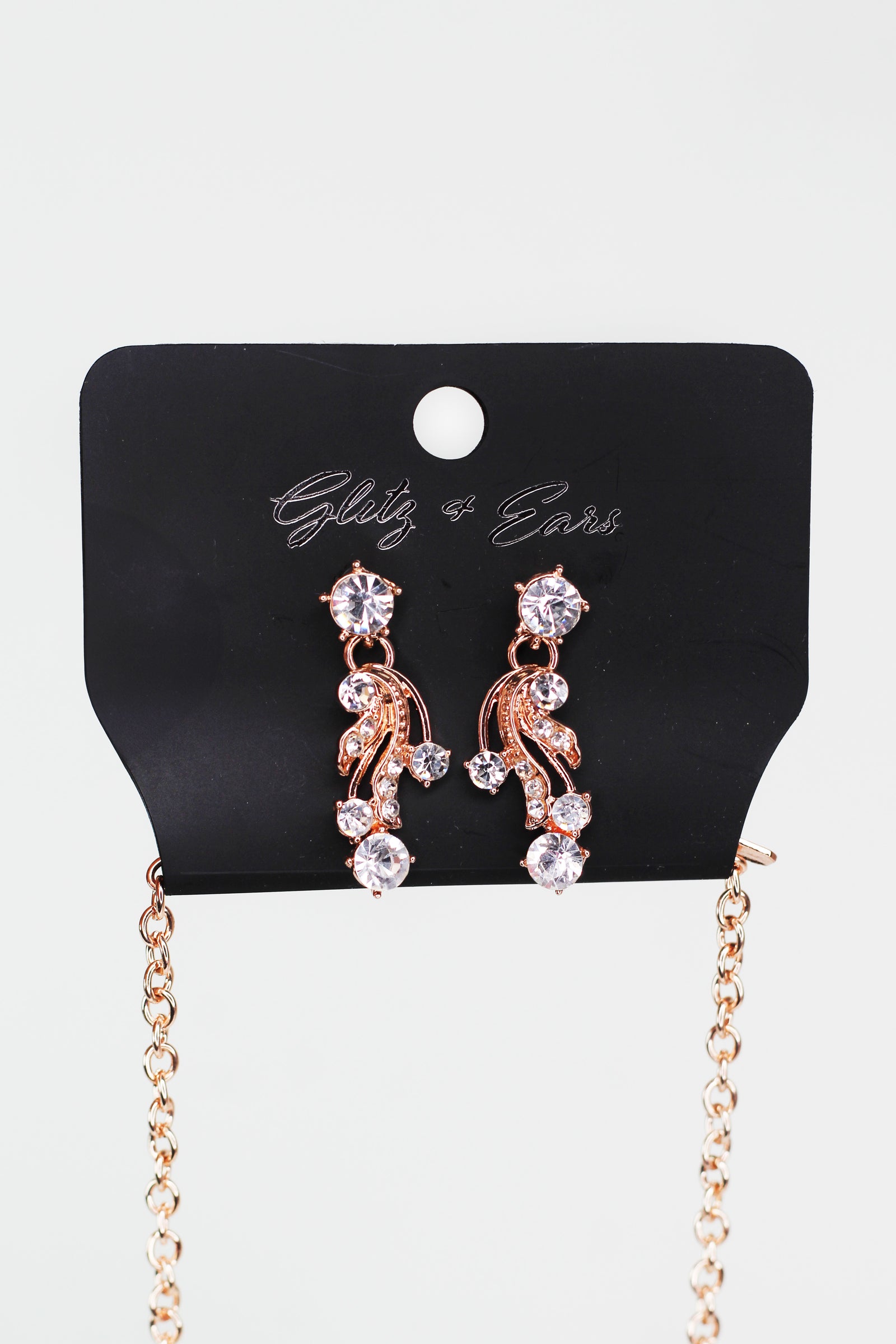 Rhinestone Metal Bar Scatter Stone & Teardrop Necklace - Glitz & Ears Boutique