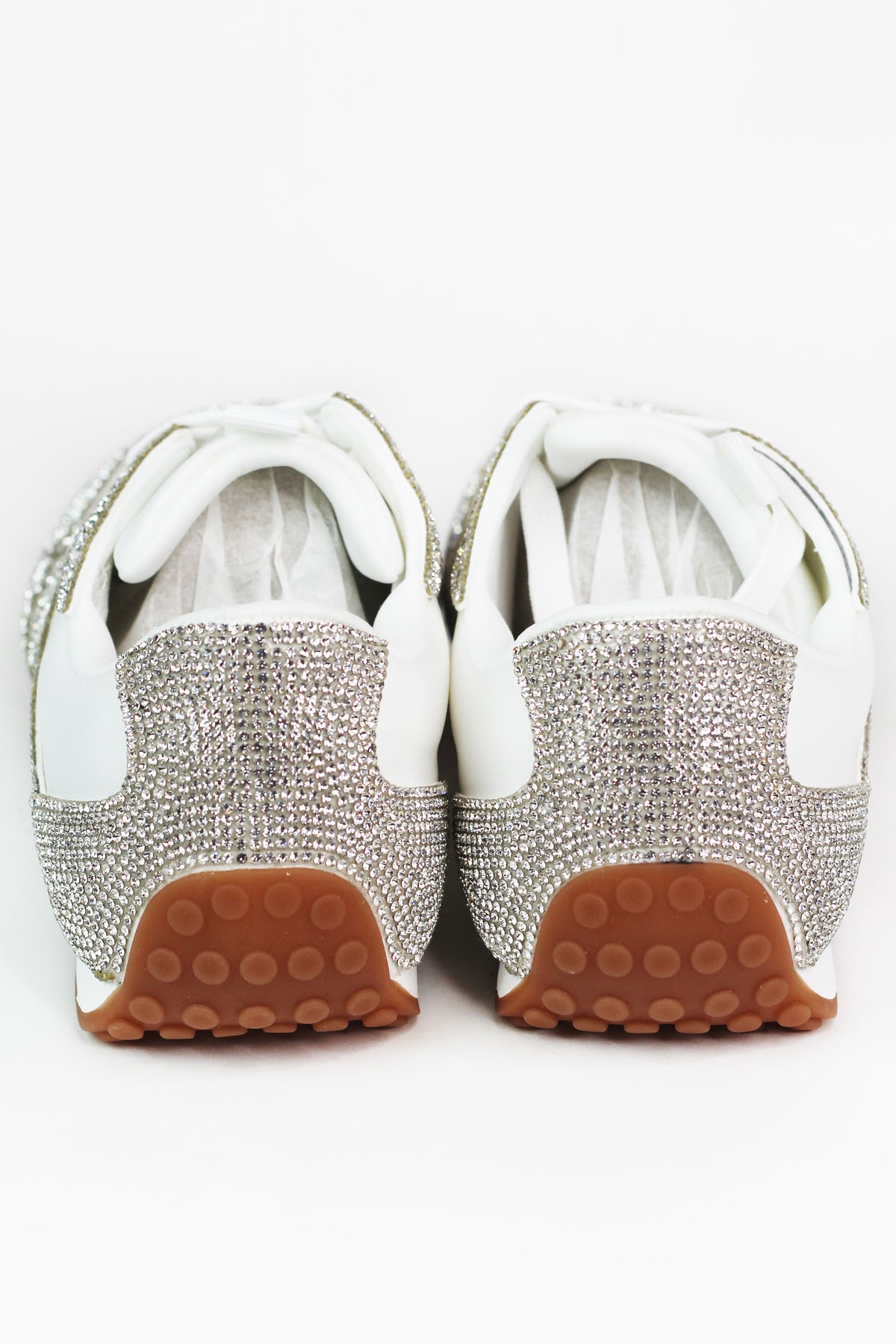 Rhinestone Trimmed Nylon Fabric Sneakers