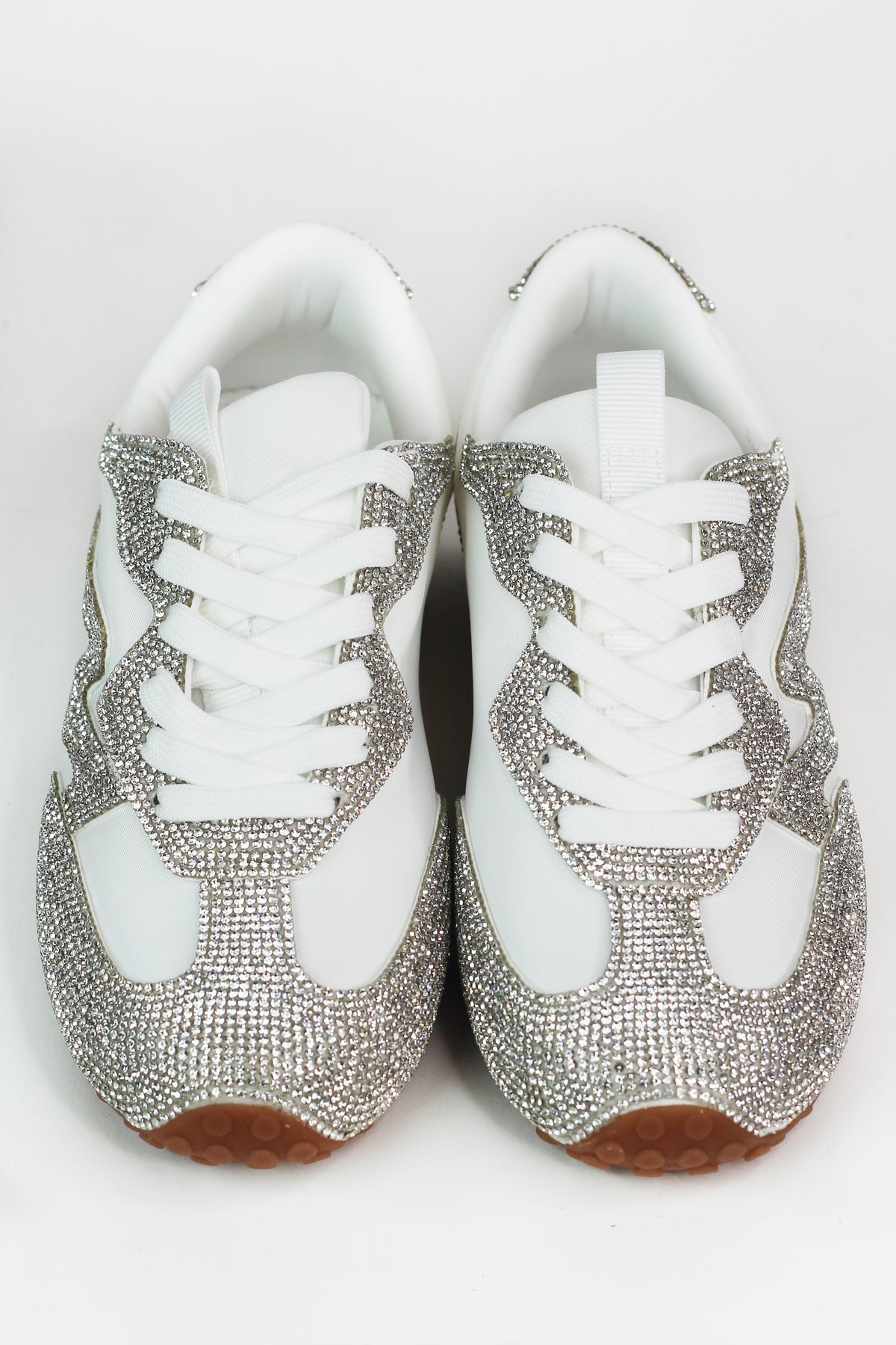 Rhinestone Trimmed Nylon Fabric Sneakers
