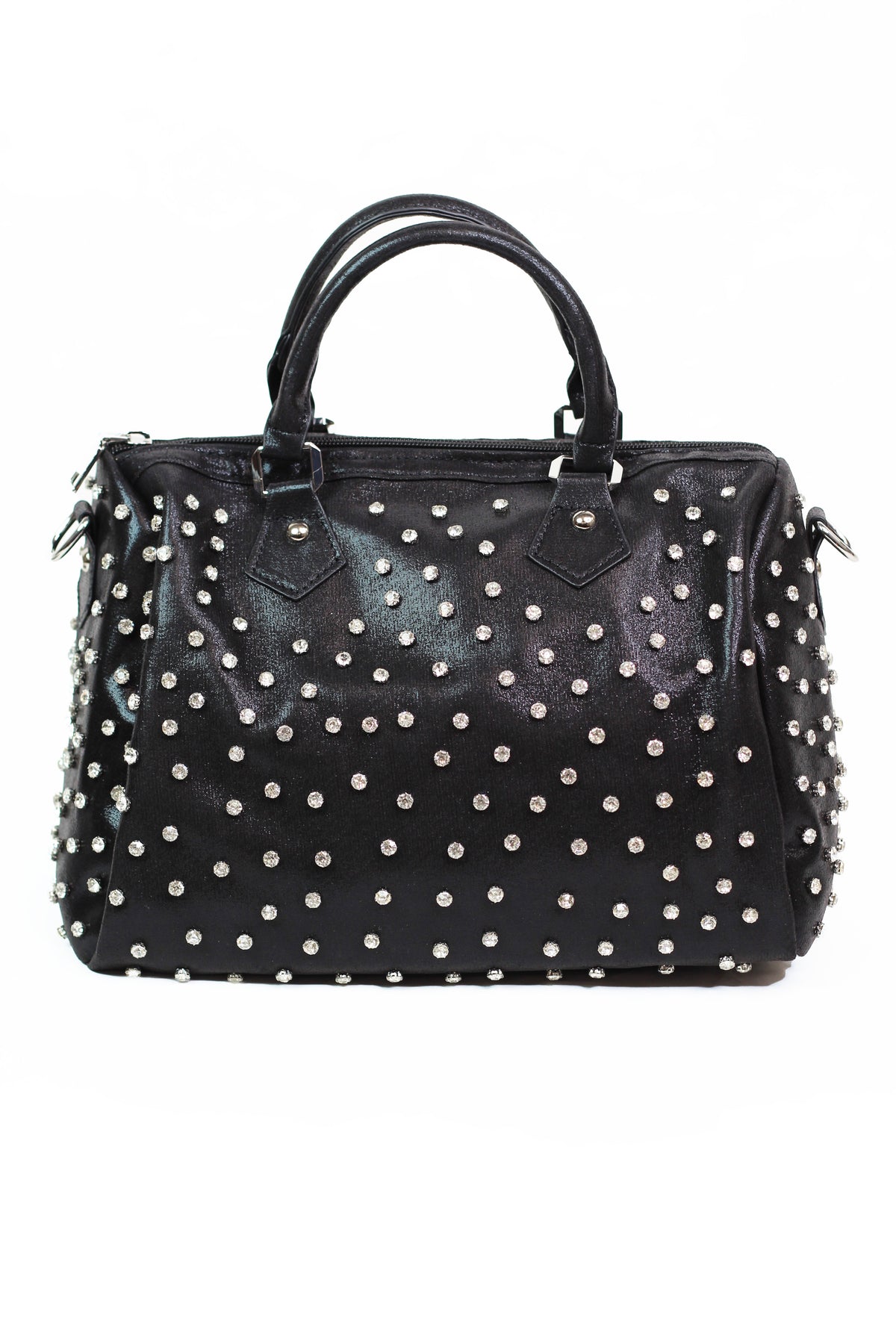 Rhinestone Covered Shimmer Fabric Duffle Purse