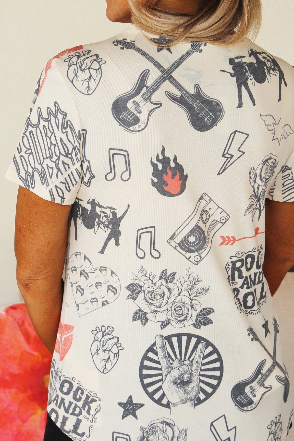 Short Sleeve Rock & Roll Tee w/ Sequin Star Center
