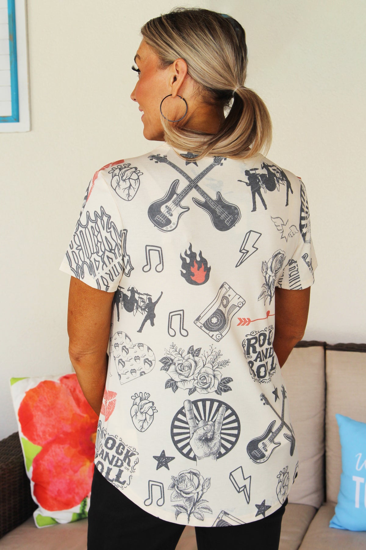 Short Sleeve Rock & Roll Tee w/ Sequin Star Center